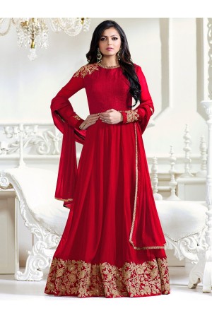 Drashti Dhami red color georgette party wear anarkali kameez